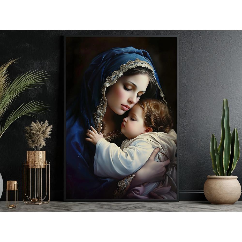 Vintage Catholic Poster Print Jesus Wall Art Holy Mother Maria Canvas Painting Living Room Bedroom Decoration