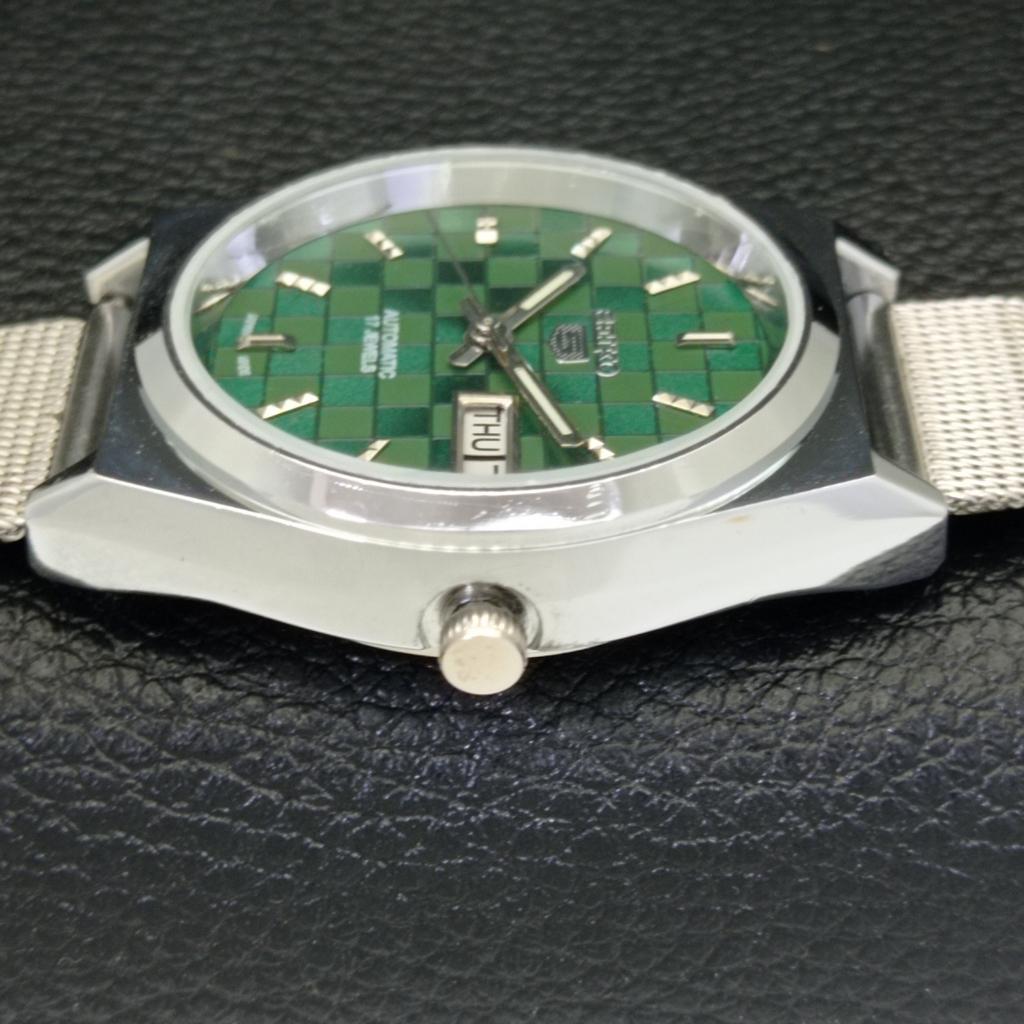 JAPAN SEIKO 5 AUTOMATIC MENS 6309A REFURBISHED GREEN COLOR DIAL WATCH A440268-4 Sk-a440268