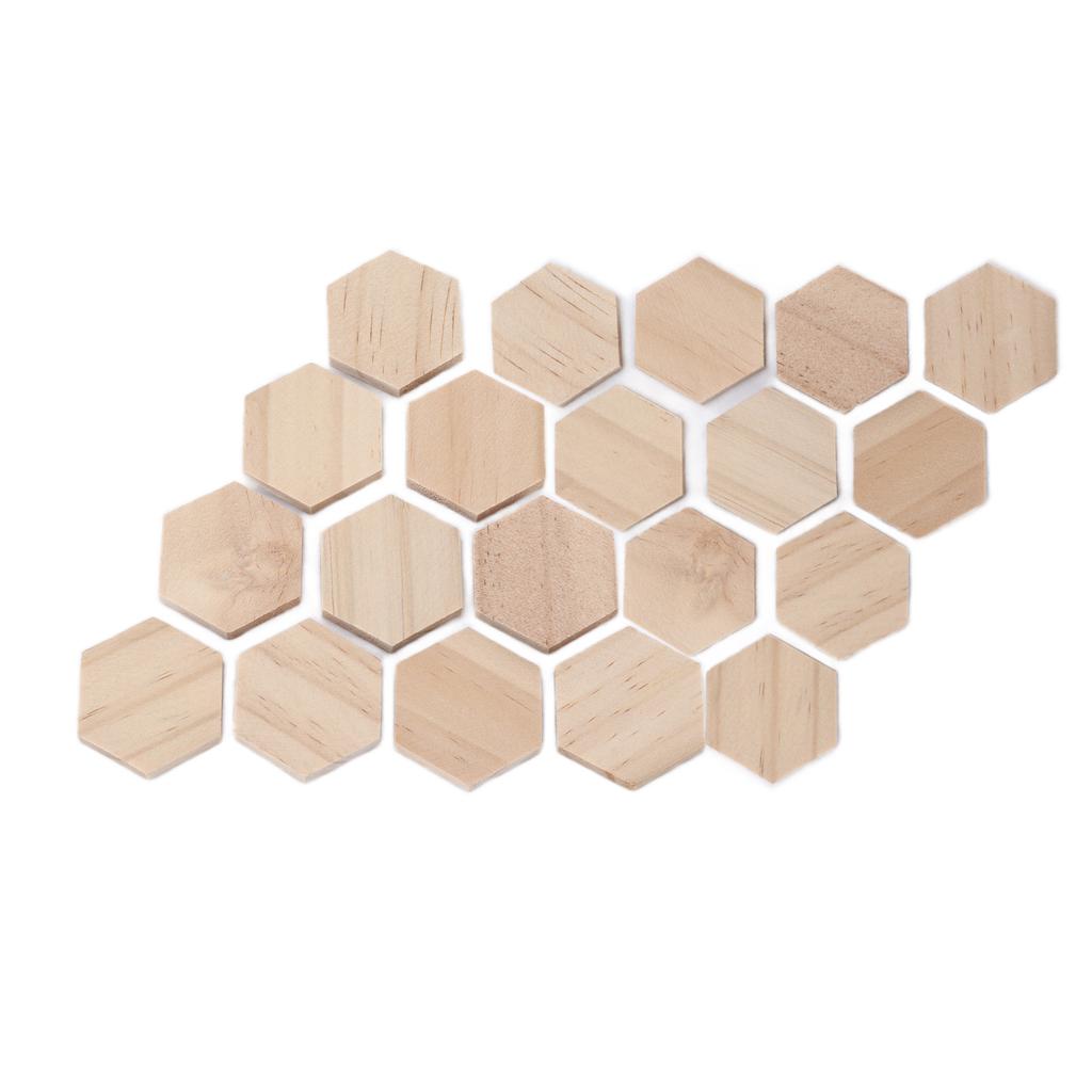 25Pcs Hex Wood Chips 38mm Blank Unfinished Wooden Cutouts Slices for DIY Decorations Crafts