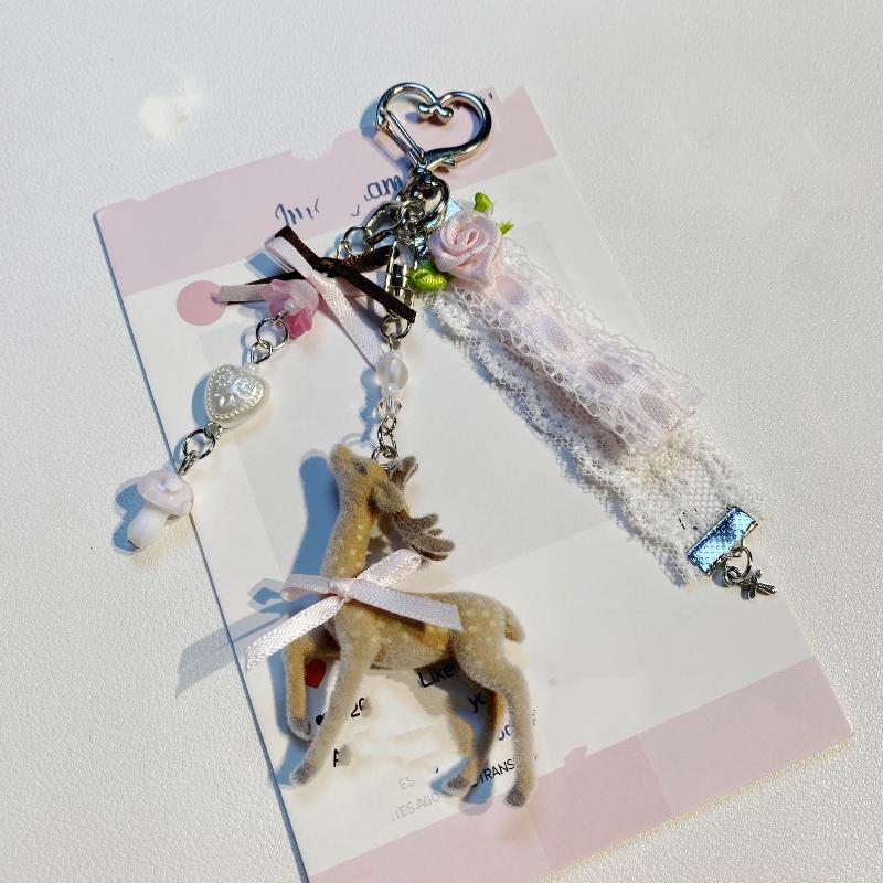 Versatile Portable Deer Keychain Handmade Phone Charms Korean Style Diy Bead Case
