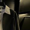 Men's Contrast Color Collar Long Sleeve Shirt Black Casual Loose Button Down Shirt Fashion Streetwear Top