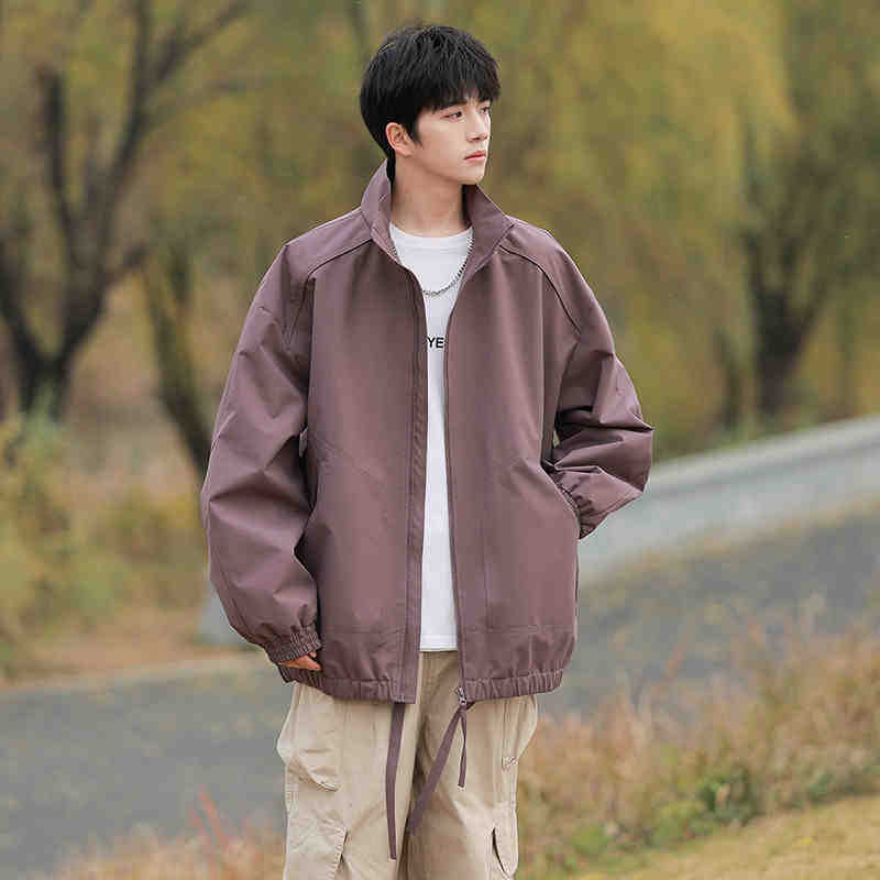 

Американская куртка Куртка для мужской весны и осени Новая свободная куртка повседневная рабочая куртка с воротником-стойкой 3XL