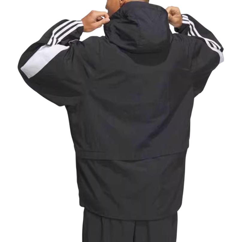 adidas Originals Adicolor Windbreaker Retro Three Stripes Logo Hooded Jacket Men Jacket Black JM7260