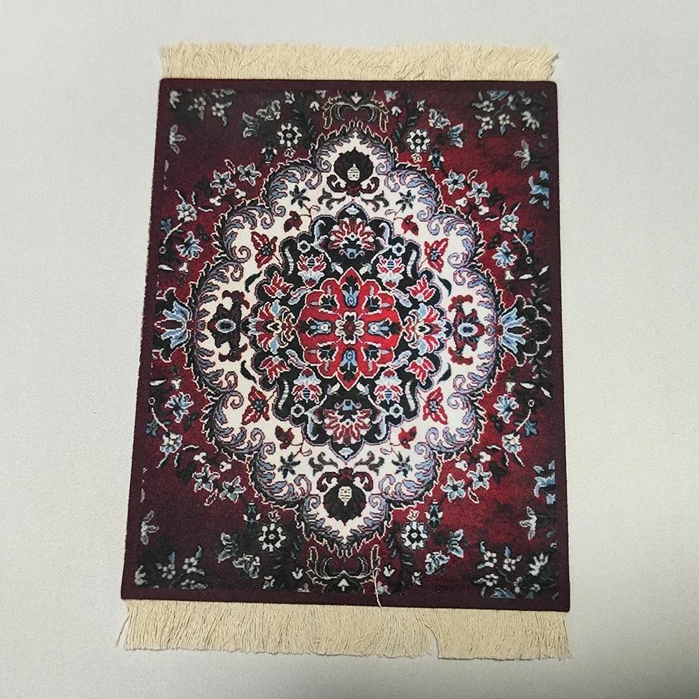 Woven flower Persian carpet small coaster wholesale merchants mouse pad desk mat retro style rubber non-slip computer desk mats