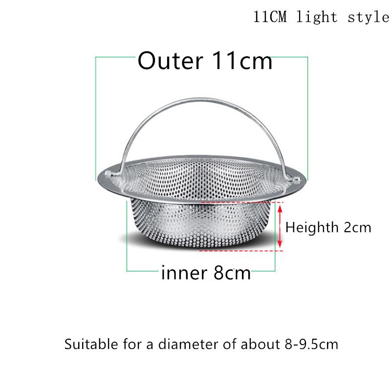 Filtre d'évier en acier inoxydable 304, 3 tailles, avec poignée, filtre d'évier à mailles fines, pour cuisine, style léger et profond