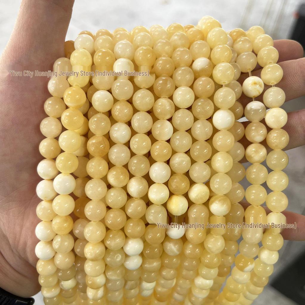 Natural Beige Jasper & Warm Yellow Jade Round Beads DIY Accessories