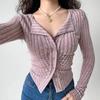 Knitted Cardigan Women  Collar Sweater Coat Vintage Long Sleeve Single Breasted Top Autumn Fashion Girls Knitwear Jumper