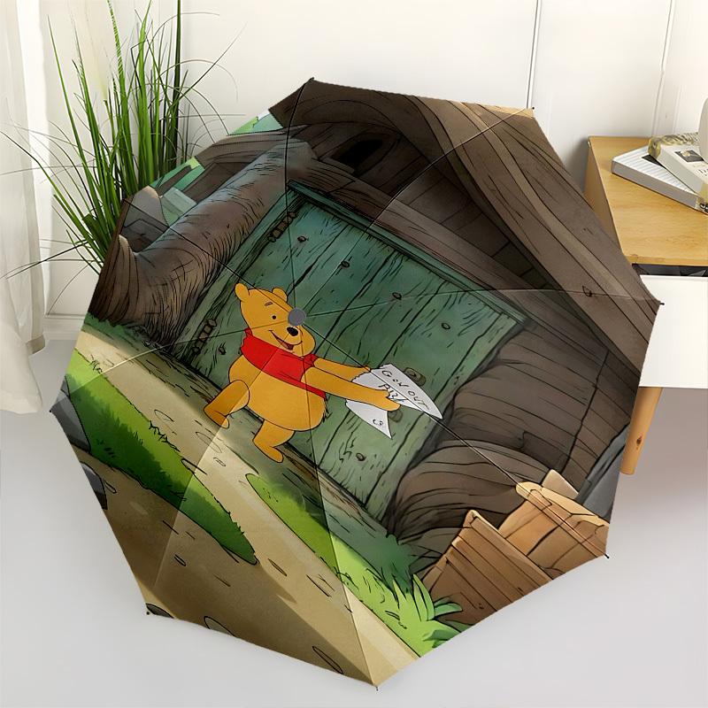 

Pooh Bear, Honey House Themed Automatic Opening and Closing Umbrella, Brightly Colored 8 rib Portable Umbrella, Suitable for Men and Women,