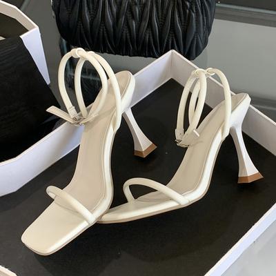 Fashion Liyke Summer Square Open Toe Gladiator Sandals Women Black White High Heels Banquet Party Shoes Fashion Ankle Strap Sandalias