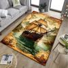 Sailing ship map rug for study room nautical adventure design home office carpet Anti slip carpet can be machine washed