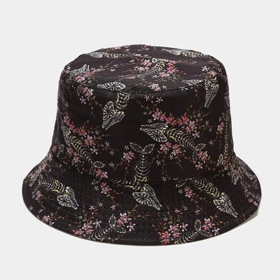 Chapeau seau imprimé unisexe Tissu léger et respirant Chapeau décontracté d'extérieur Protection solaire pour Voyage Plage Randonnée Pêche