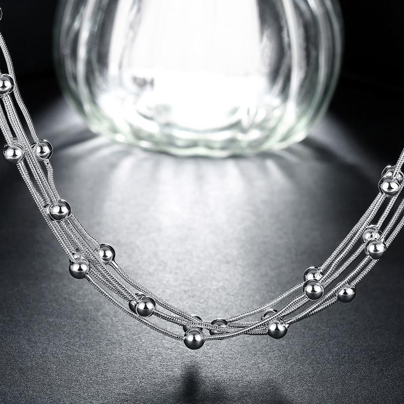 925 Silber Mehrschichtige Perlenkette Armband Set Für Frauen Hochzeit Modeschmuck