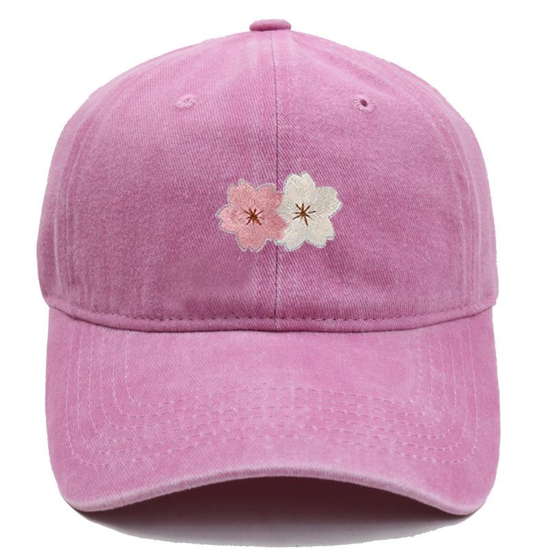 Flower Embroidery 100% Cotton Washed Cherry Blossom Cowboy Hat Summer Hat Luxury Man Hat Golf Designer Golf Women Men'S Dad Hats
