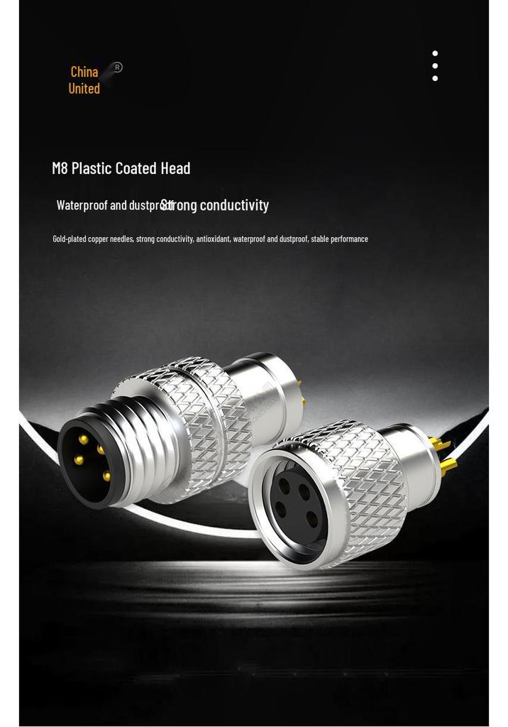 Zhonglian M8 IP67 Plastic Coated Head, Shielded/Unshielded, Easy Plug-in/Out.