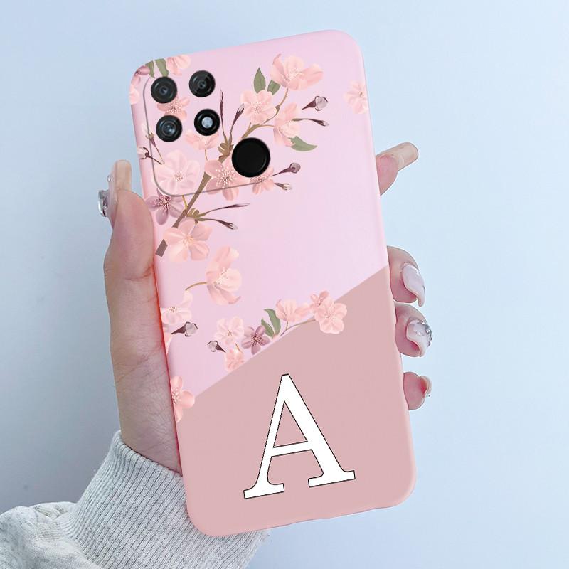 

Case For Realme Narzo 50A RMX3430 50i RMX3235 TPU Soft Silicone Protective Cover Flowers Letter Romantic Printing Phone Casing Narzo 50A (RMX3430)