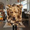 1Pc Cobblestone Dog Print Flannel Blanket High Quality Warm Comfortable Cover for All Seasons Perfect for Gifts Home Decor