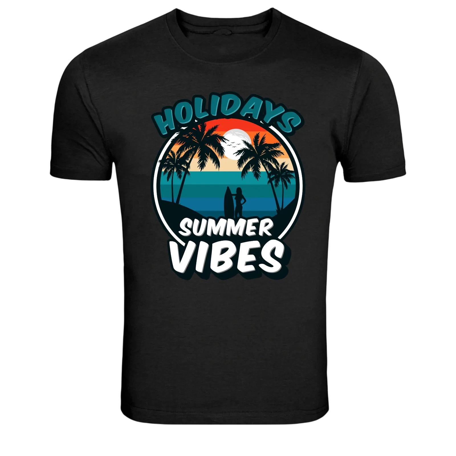 Holiday Summer Vibes Beach Sunset Graphic T Shirt XL