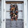 Halloween Wreath Garland Door Hanging Decoration BOO Doorplate Pumpkin Pendant Home Party Supplies for Porch Yard