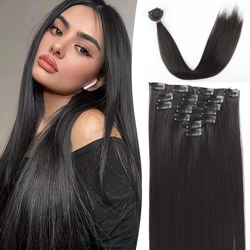 

Synthetic Clip Hair Extension Piece Seven-piece Set Of Natural Long Straight Hair Multi-size Women s Hair Accessories 28inches