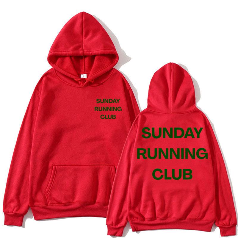 Klub Biegowy Niedzielny Graficzne Bluzy z Kapturem Mężczyźni Kobiety Sportowe Jogging Długi Rękaw Polar Luźne Streetwear