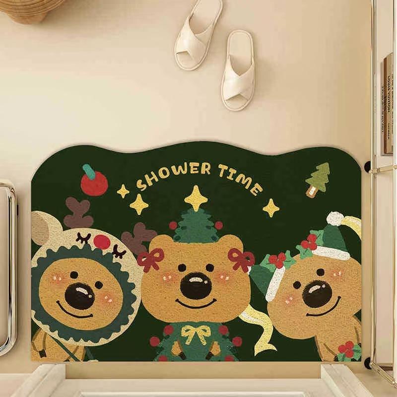 

Christmas Floor Mat Door Resistant and Easy To Handle Wire Mat Can Be Freely Cut Cartoon Entrance Foot Mat 40 * 60cm
