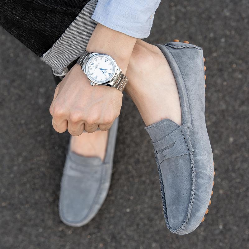 Fashion Men's Loafers Hot Selling Spring Autumn Men's Suede Leather Shoes for Commuting Massage Sole Flat Bottomed Walking Shoes