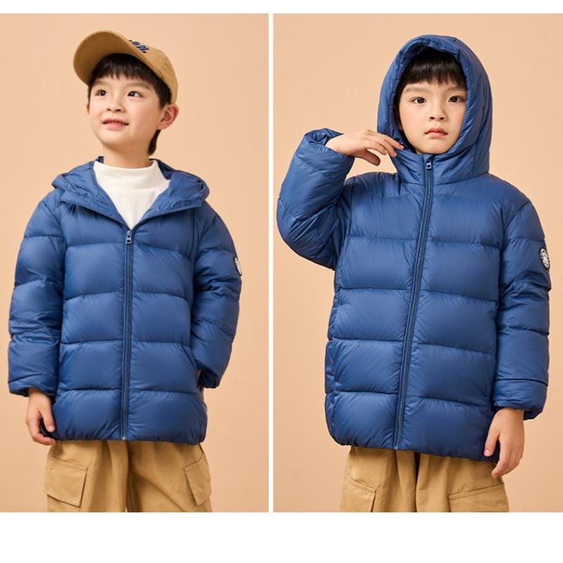 Barneklær Dunjakke Gutter Jenter Vinter Kort Barnejakke med hette