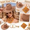 Costume Set with Hat, Glasses and Earrings for Western Role Play