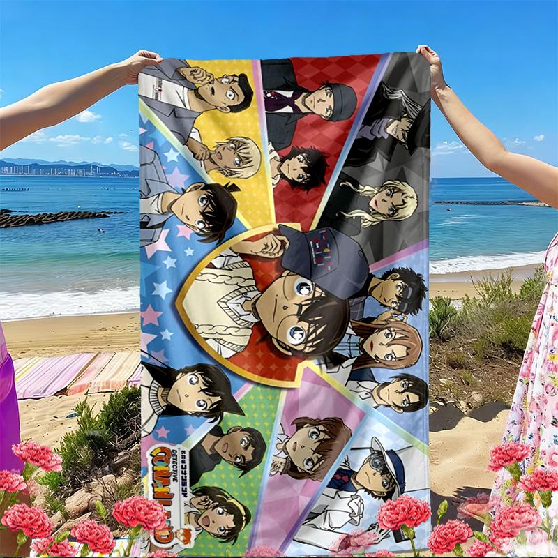 Detective Conan Print Beach Towel, Versatile Lightweight Absorbent Beach Towel for Pool Surf Yoga Bathroom, Perfect Birthday Holiday Gift