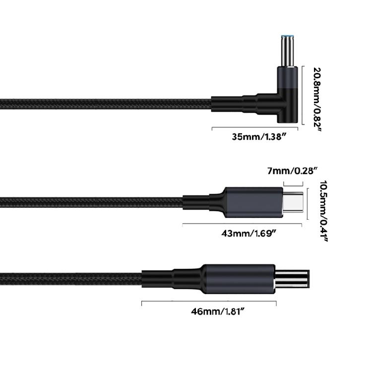 140W Type C to DC5.5x2.5mm 5.5x2.1mm 4.5x3.0mm 6.0x3.7mm 7.4x5.0mm Power Cable