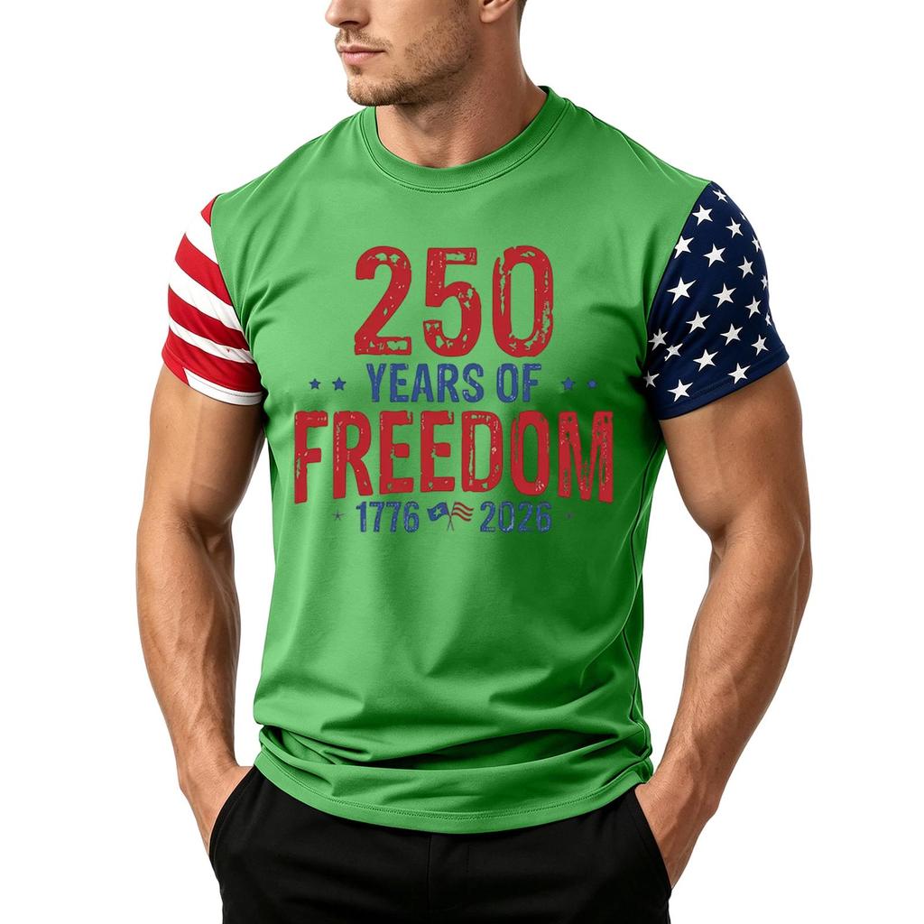 Men's Independence Day Flag Print Short Sleeve T-Shirt, Loose Casual Daily Summer Tops
