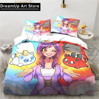 Cartoon Game Cute Aphmau with Wings Bedding Set Boys Girls Twin Queen Full Size Duvet Cover Pillowcase Bed Adult Bedroom