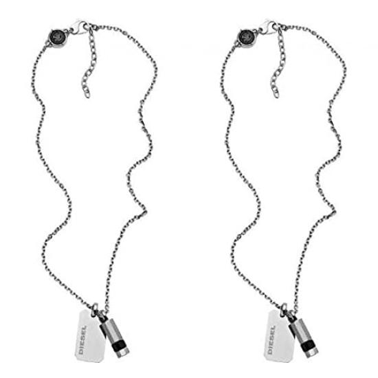 

Diesel Logo Plate Bolt Necklace Pendant DX1156040 DX1156040 Pair Necklace Set of 2 & [Item]
