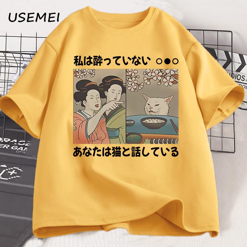 

Мультяшные футболки с котами в японском стиле, летние футболки с коротким рукавом с принтом кота в стиле каваий Харадзюку, топы в стиле Харадзюку Y2K, винтажная уличная одежда XL