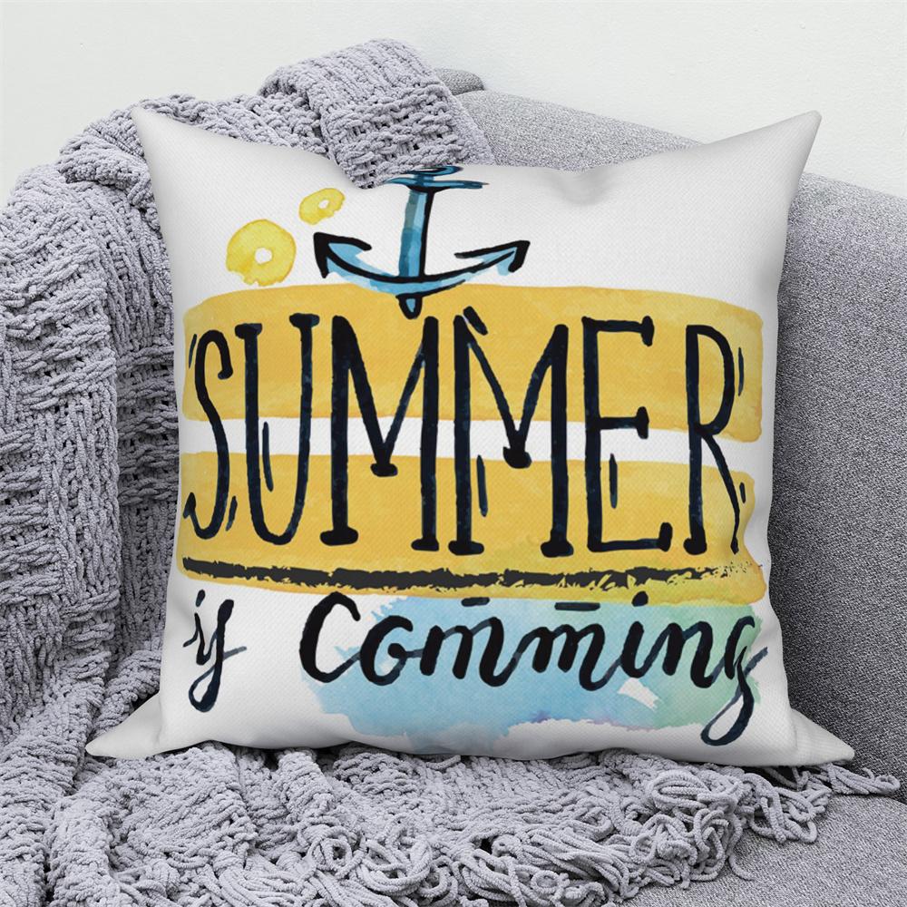 Home Sofa Office Cushion Pillowcase  Summer Vacation Alphabet Printed
