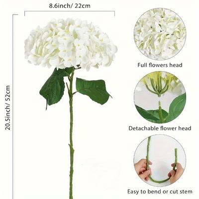 3D Latex Artificial Hydrangea Branches Big Hydrangea Flower Real Touch Artificial Flowers Home Table Office Wedding Decoration