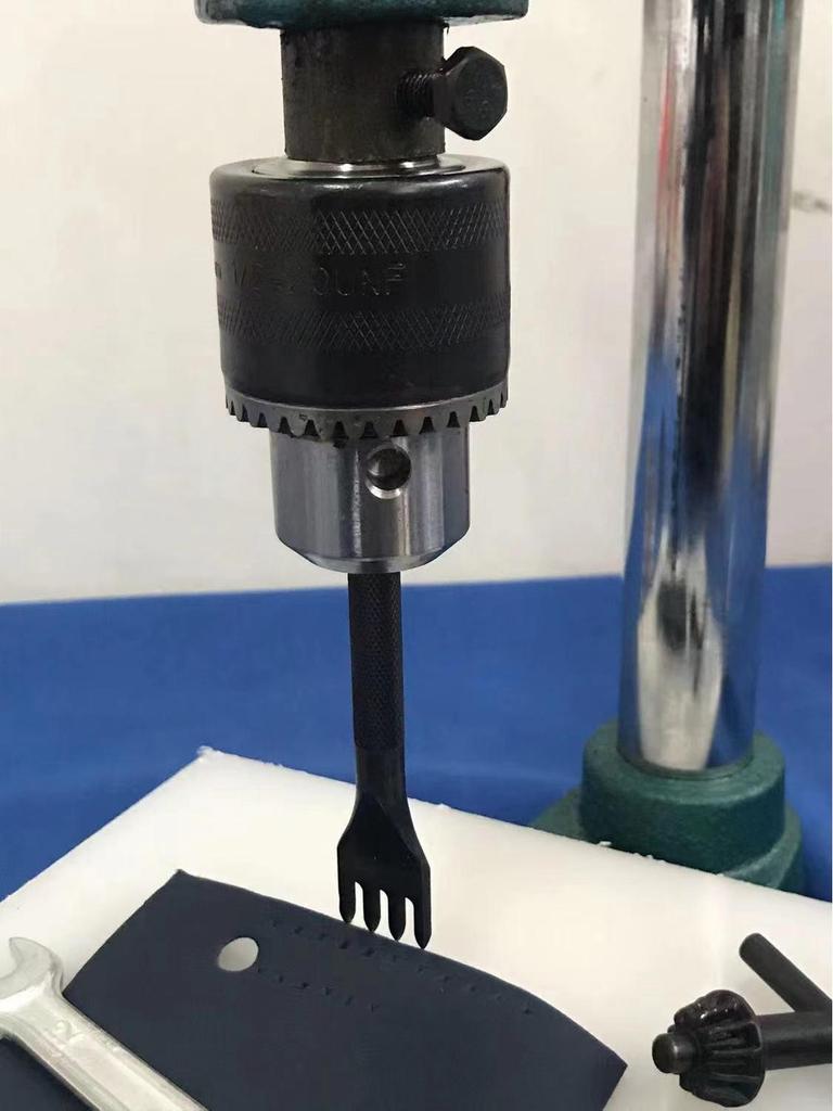 Silent Manual Leather Cutting Machine with Diamond & Round Awl Accessories for Small Hand Press Assembly