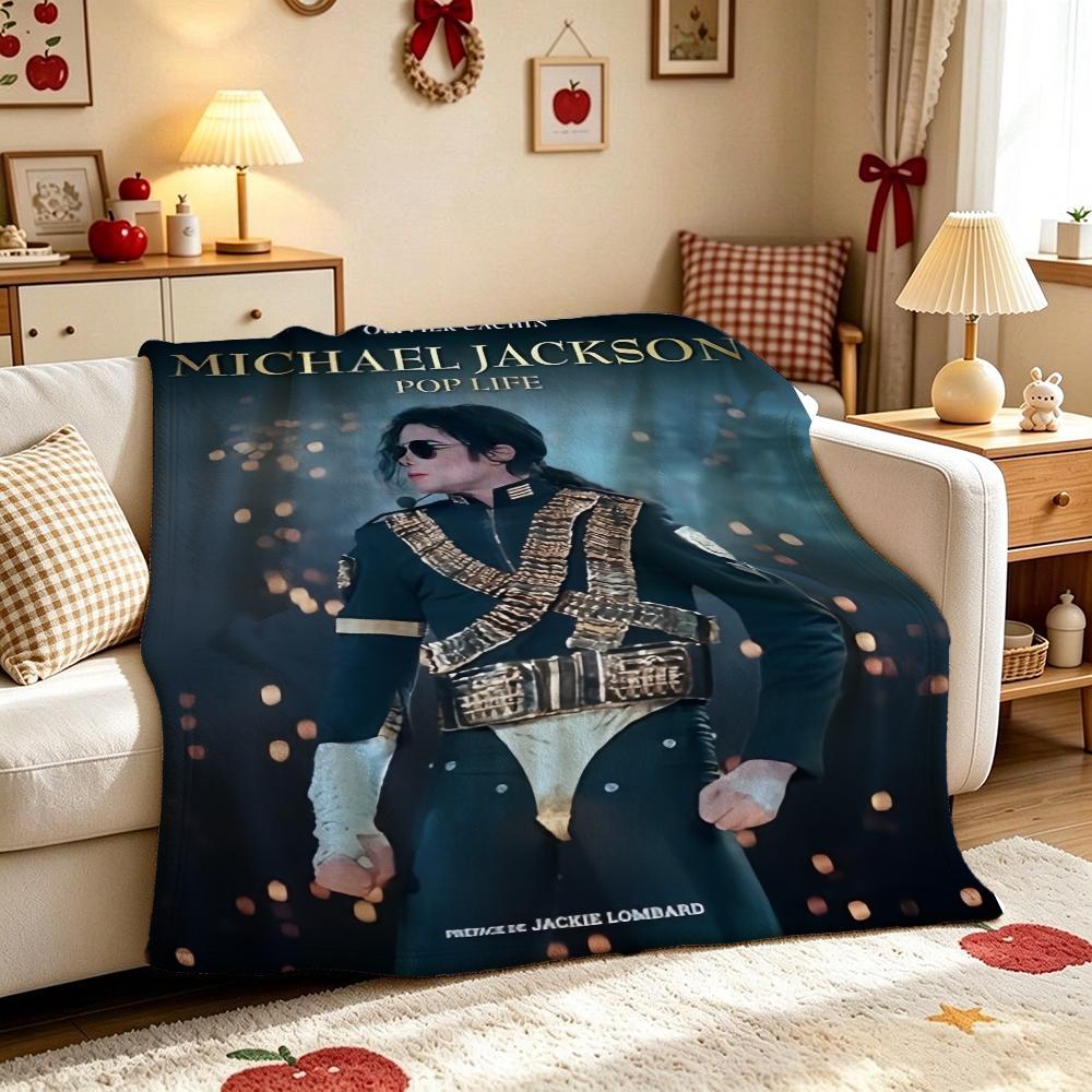 Michael Jackson Pop Theme Printed Blanket Warm Comfortable Fleece Blanket For Camping Travel Home Decor Holiday Gift