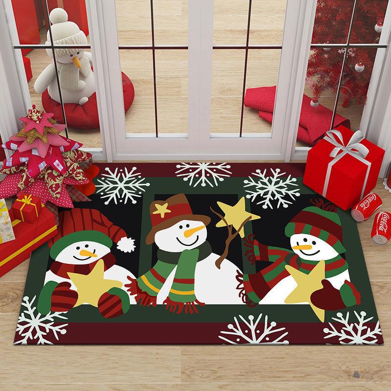 Merry Christmas Entrance Door Mat Christmas Tree Santa Claus Print Carpet Home Decor Living Room Rug Bathroom Non-slip Floor Mat