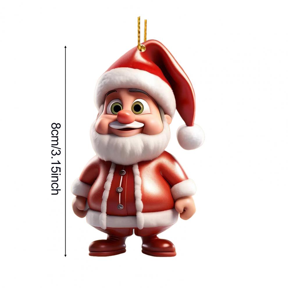 2pcs Santa Claus Ornament 2D Acrylic Cartoon Santa Claus Christmas Hanging Decoration for Christmas Tree Doors Windows Walls Decor