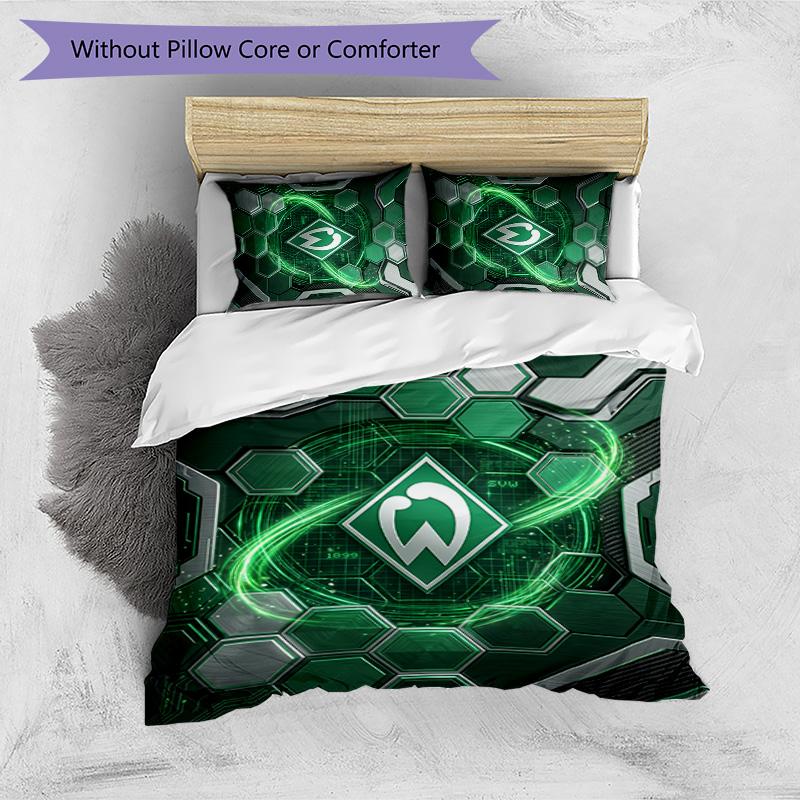 Set Lenzuola 3 Pezzi Stampato Werder Bremen, Comodo Set Copripiumino per Camera da Letto Amico della Pelle