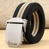 Men's Canvas Belt with Automatic Smooth Buckle - Casual Workwear, Korean Style, for Students & Outdoor Military Training.