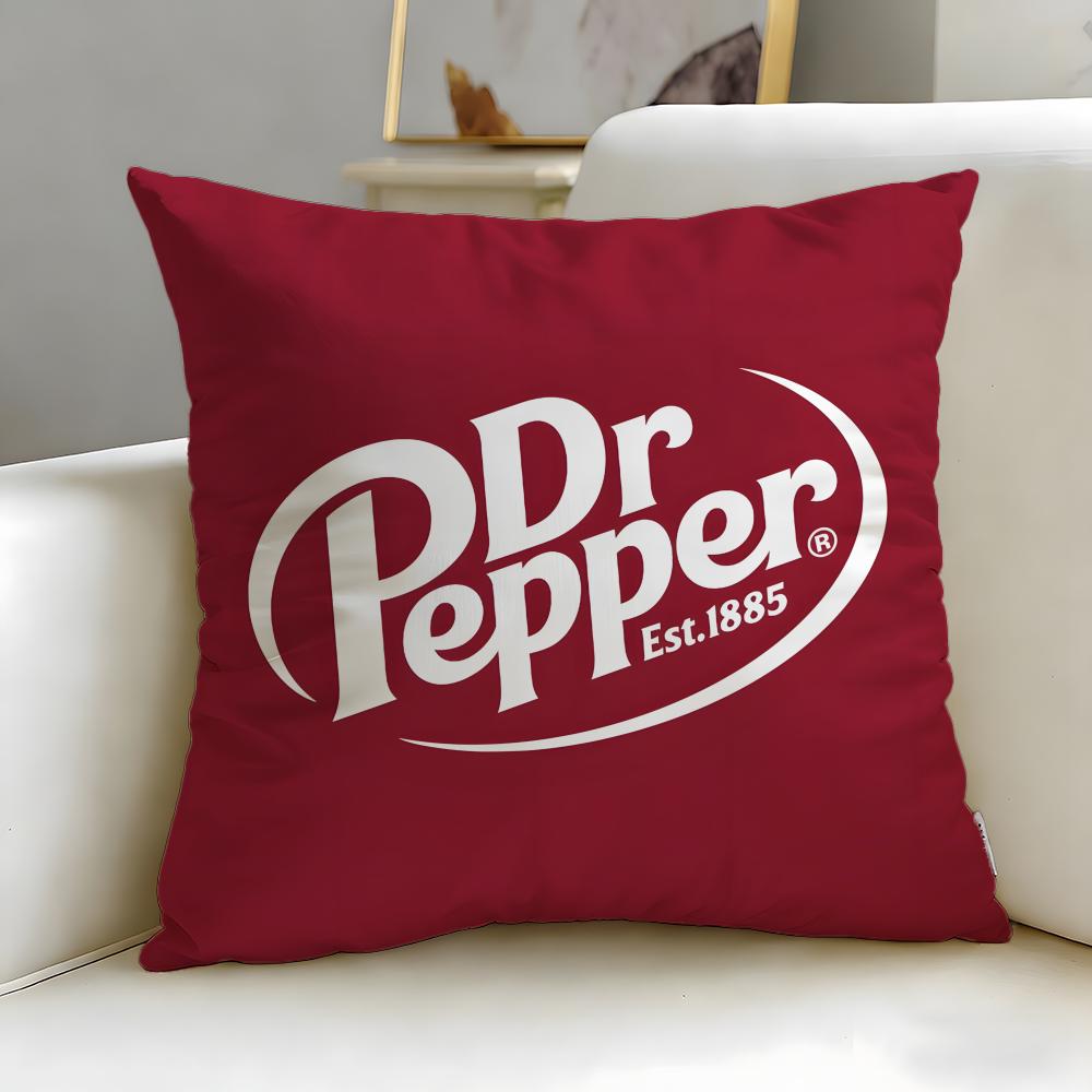 Classic Beverage Brand Dr Pepper Cushion Cover Soft & Easy-Wash Pillow Case – Versatile for Couch, Bed, Travel and Office