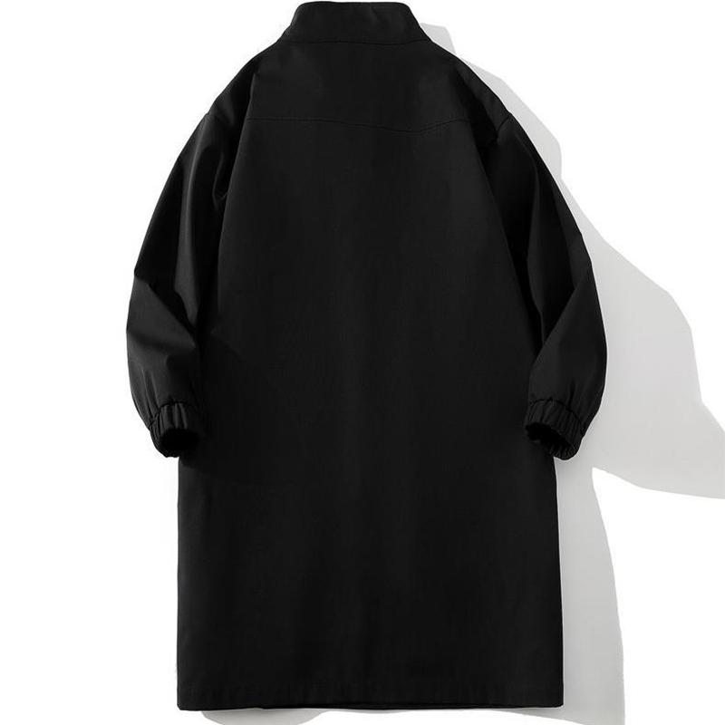 Spring and Autumn Windbreak Men's Mid To Long Coat Men's Jacket Solid Color Single Breasted Lapel Out Fashion Casual Men's Wear
