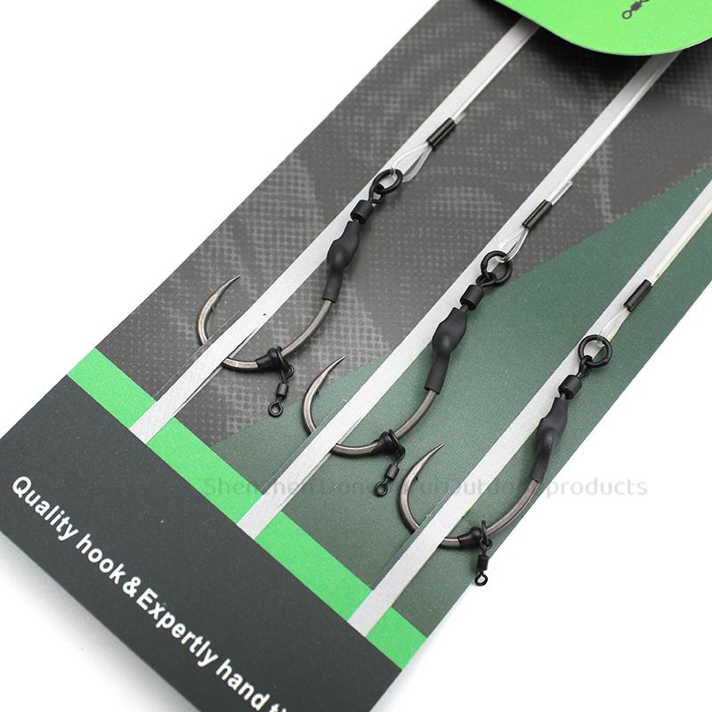 3pcs/pack Carp Fishing Accessories Ready Made Combi Spinner Rig Krank Hook Size 2 4 6 With Booms QC Swivel For Carp Fishing Terminal Tackle