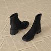 2025 Martin Boots Women's New Thin Foreign Boots Thick-soled Martin Winter Velvet Autumn and Winter Square Head Short Boots Fashion