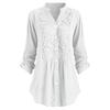 Women Ladies Large Size Button Lace V Neck Long Sleeve Shirt Blous
