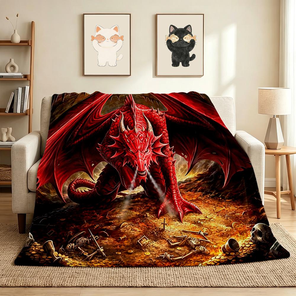 Dragon Flannel Blanket Throw Blanket Soft Warm Sofa Bed Camping Home Decor Unique Christmas Gift Cs92279