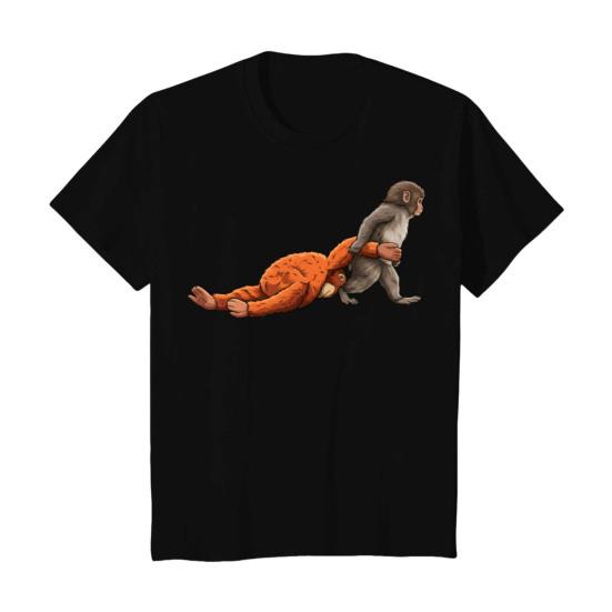 

Men Tee Shirt Punch Monkey Pattern Round Neck Short Sleeve Pullover Tops Stretchy Fit Solid Color Casual Tops Daily Wear 3XL B