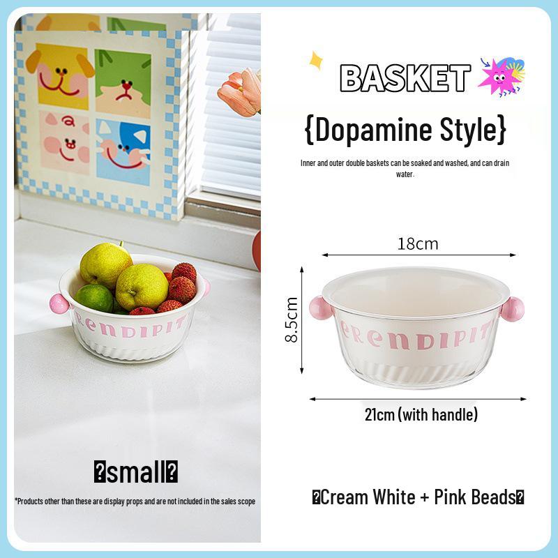 Dopamine Dual-Layer Drain Basket & Wash Basin for Vegetables and Fruits